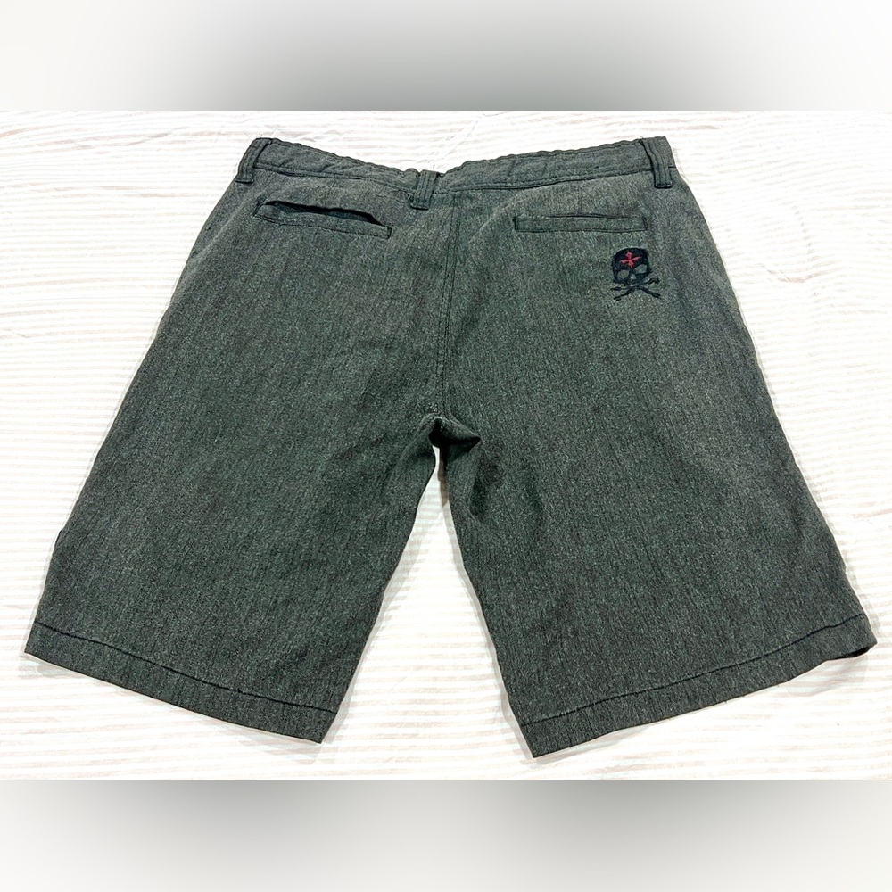 Affliction Gray Flat Front Shorts with Sophisticated Texture